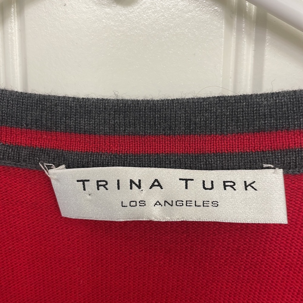 Trina Turk red black cardigan sweater size Medium - Picture 3 of 7